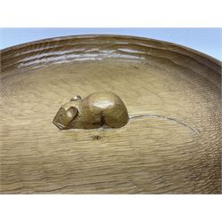 Mouseman - tooled oak fruit bowl, carved with oversized mouse signature, by the workshop of Robert Thompson, Kilburn 