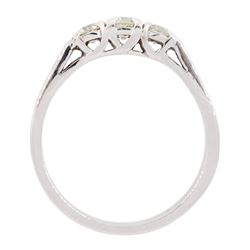 18ct white gold three stone round brilliant cut diamond ring, hallmarked, total diamond weight approx 0.50 carat