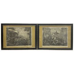After William Hogarth (British 1697-1764): 'Humours of an Election' - 'An Election Entertainment Plate I' 'Canvassing for Votes Plate II' 'The Polling Plate III' and 'Chairing the Members Plate IV', complete set four engravings originally pub. 1775-1758, 43cm x 56cm (4)