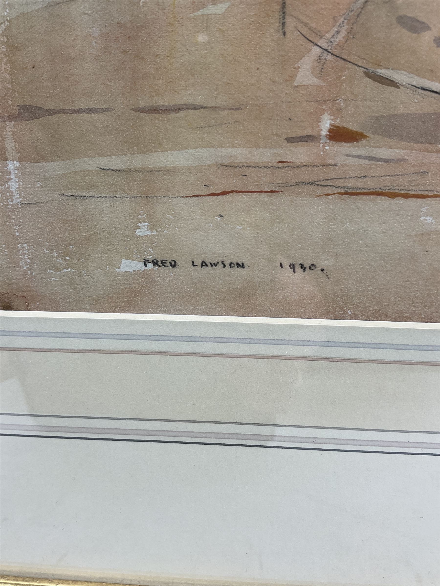 Fred Lawson (British 1888-1968): 'Wizard on the Wall' - Bland's Cliff Scarborough, watercolour and pencil signed and dated 1930, 37cm x 31cm