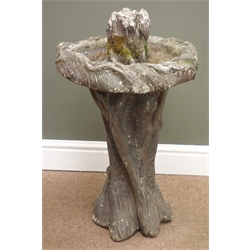  Composite stone log effect bird bath, H72cm  