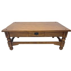 Rectangular hardwood coffee table, fitted with single drawer
