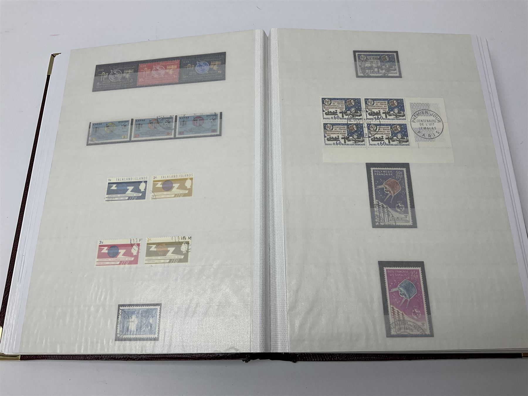 Thematic stamp collection relating to satellites, telecommunications and space from various Countries including Angola, Antigua, Ascension, Australia, Bahamas Barbados, Bhutan, British Virgin Islands, Denmark, Ecuador, Israel etc, a mint and used collection housed in three stockbooks