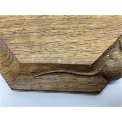 Mouseman - oak octagonal chopping board or teapot stand, moulded edge carved with mouse signature, by the workshop of Robert Thompson, Kilburn