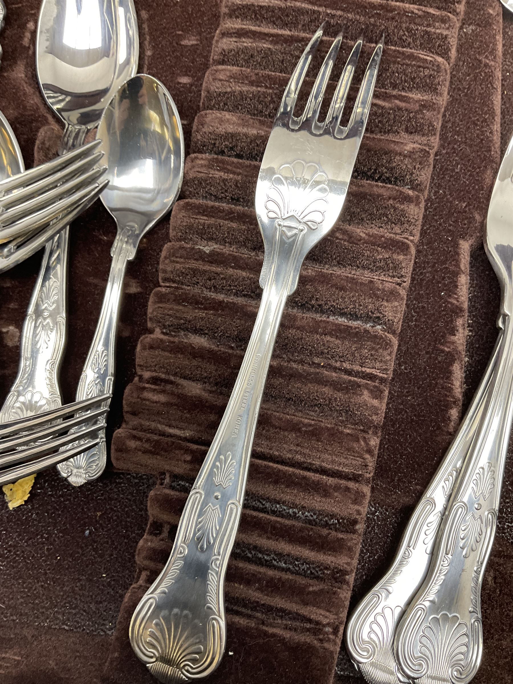 Part canteen of Kings pattern cutlery, stamped 'Stainless Steel Korea