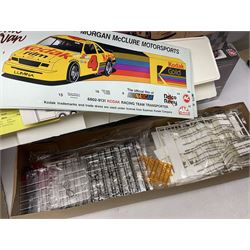 AMT Stock Car Transporter, Kodak Film Racing Team Transporter and Galles-Kraco Indy Car Transporter, Bugatti model etc, all boxed