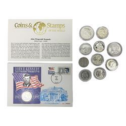 United States of America coinage including 1889 Morgan dollar, 1922 Peace dollar 1943 Liberty half dollar, 1982 commemorative half dollar etc
