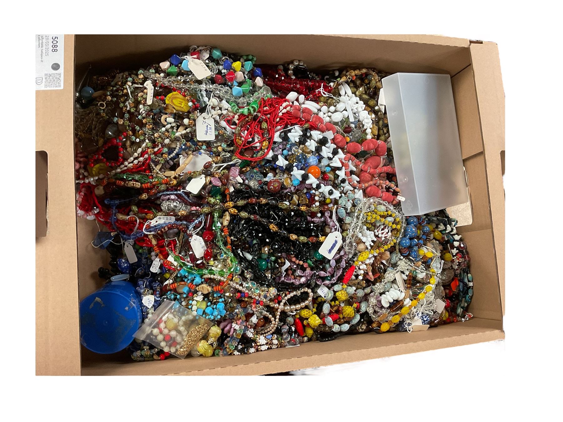 Large collection of vintage costume jewellery mostly beaded necklaces, including glass and acrylic examples  
