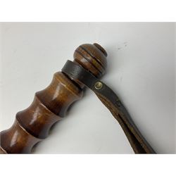 Three police turned hardwood truncheons comprising two patrol truncheons and WPC short truncheon (3)