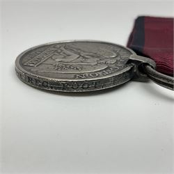 Copy of a Waterloo Medal named to William Rose, 1st Battalion, 79th Regiment of Foot with ribbon