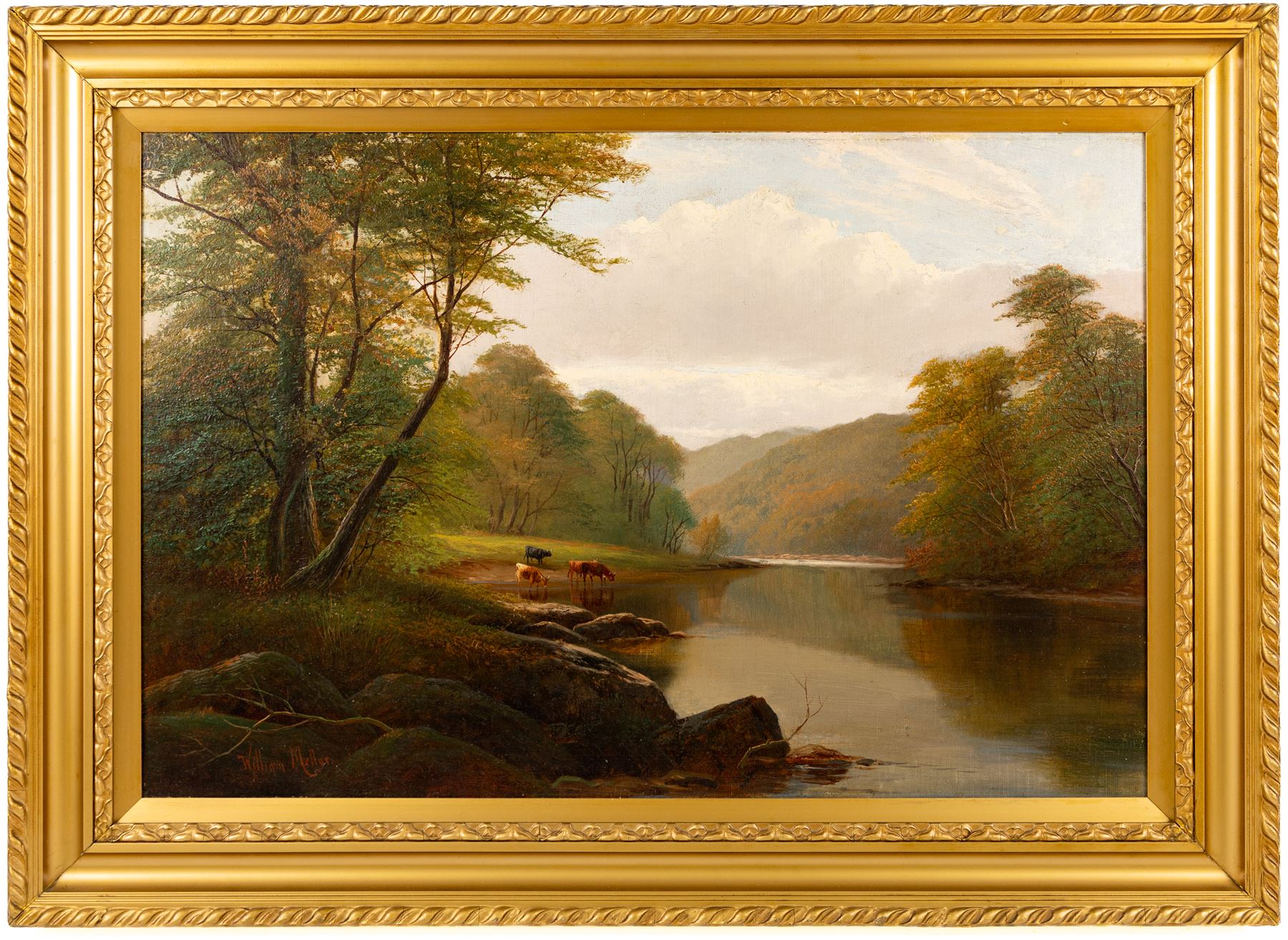 William Mellor (British 1851-1931): 'On the Wharfe - Bolton Woods', oil on canvas signed, titled verso 50cm x 75cm