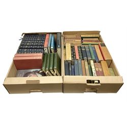Quantity of early 20th century and later books to include leather and cloth bound examples, to include examples published by J.M Dent & Co, W.M Thackeray, Collins, Poems by Tennyson, etc, many with gilt detailing, in two boxes