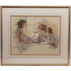 Geoffrey H Robinson (British 1925-): 'Pre-study for Sitting Pretty' - Dolls on a Windowsill, watercolour and pencil signed and titled 36cm x 47cm