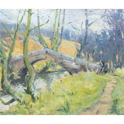 Barry De More (Yorkshire 1948-2023): 'Bridge Near Howarth', oil on canvas board signed, in...