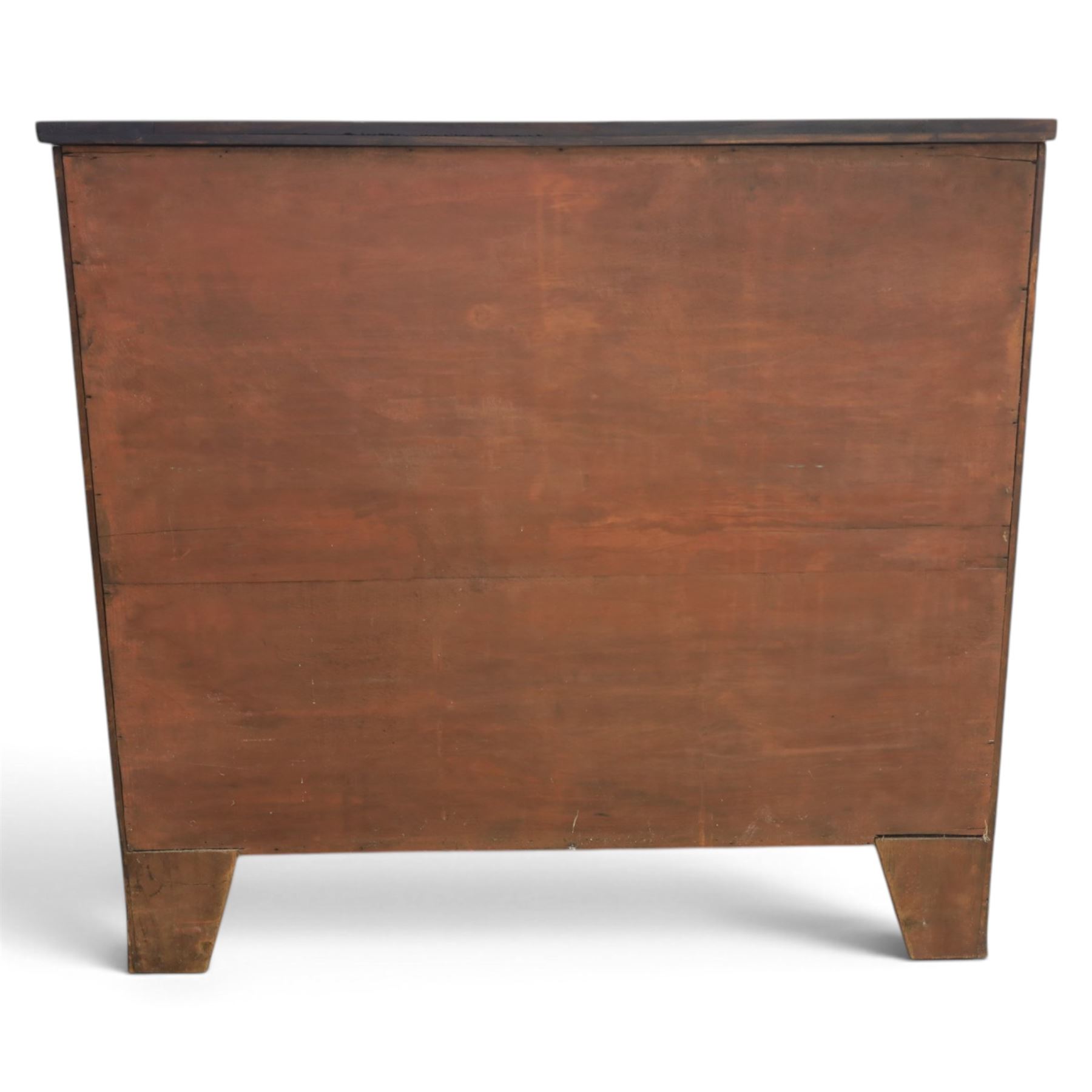 19th century mahogany chest, two short over three long drawers with brass handles, raised on shaped feet