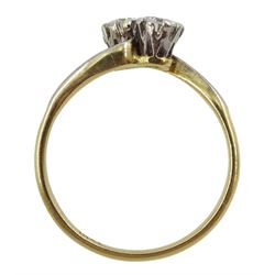 Gold two stone round brilliant cut diamond crossover ring, stamped 18ct, total diamond weight approx 0.30 carat