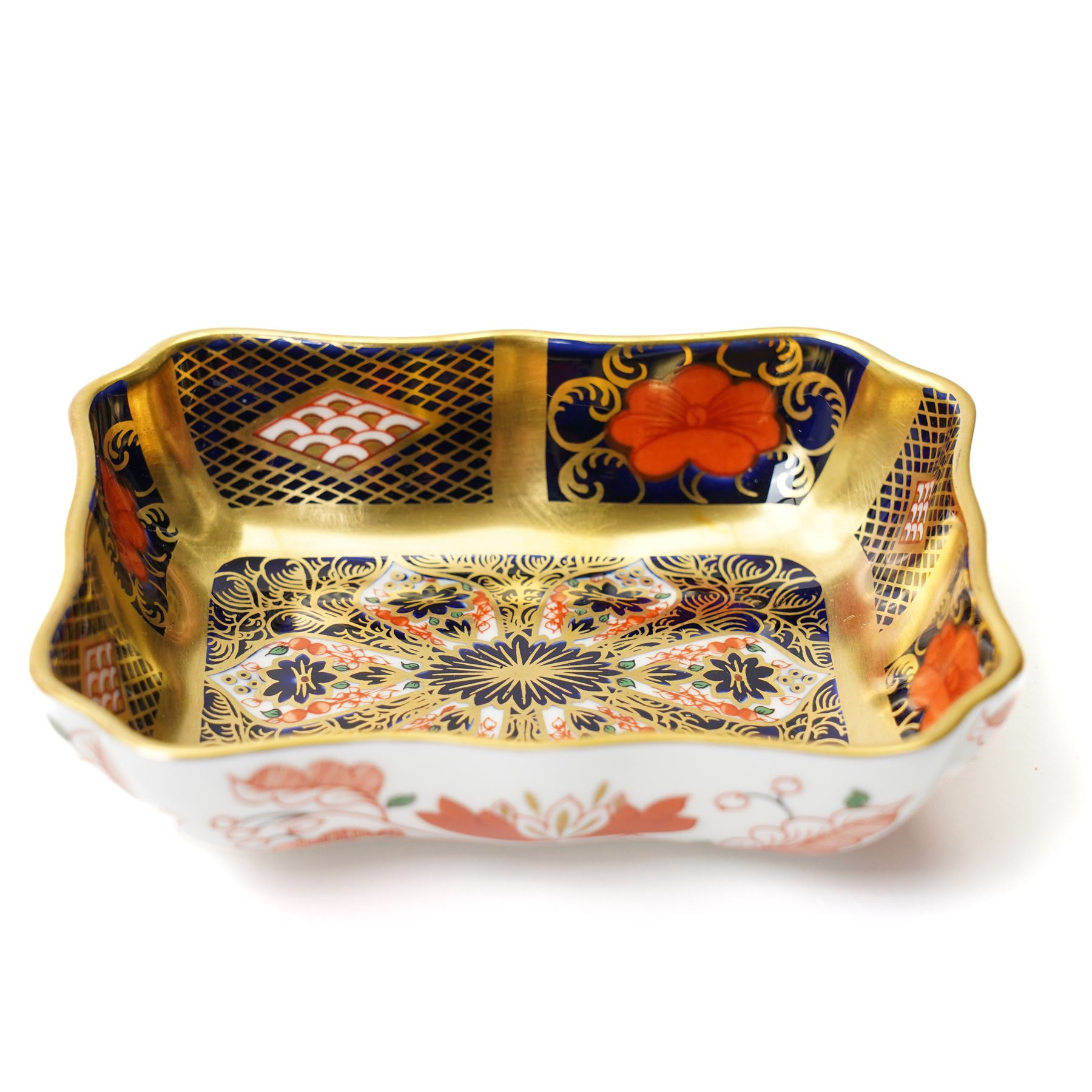 Pair of Imari pattern 1128 trays, of rectangular form, W9.5cm; together with two covered oval boxes, Old Imari pattern 1128, larger W10cm (4)