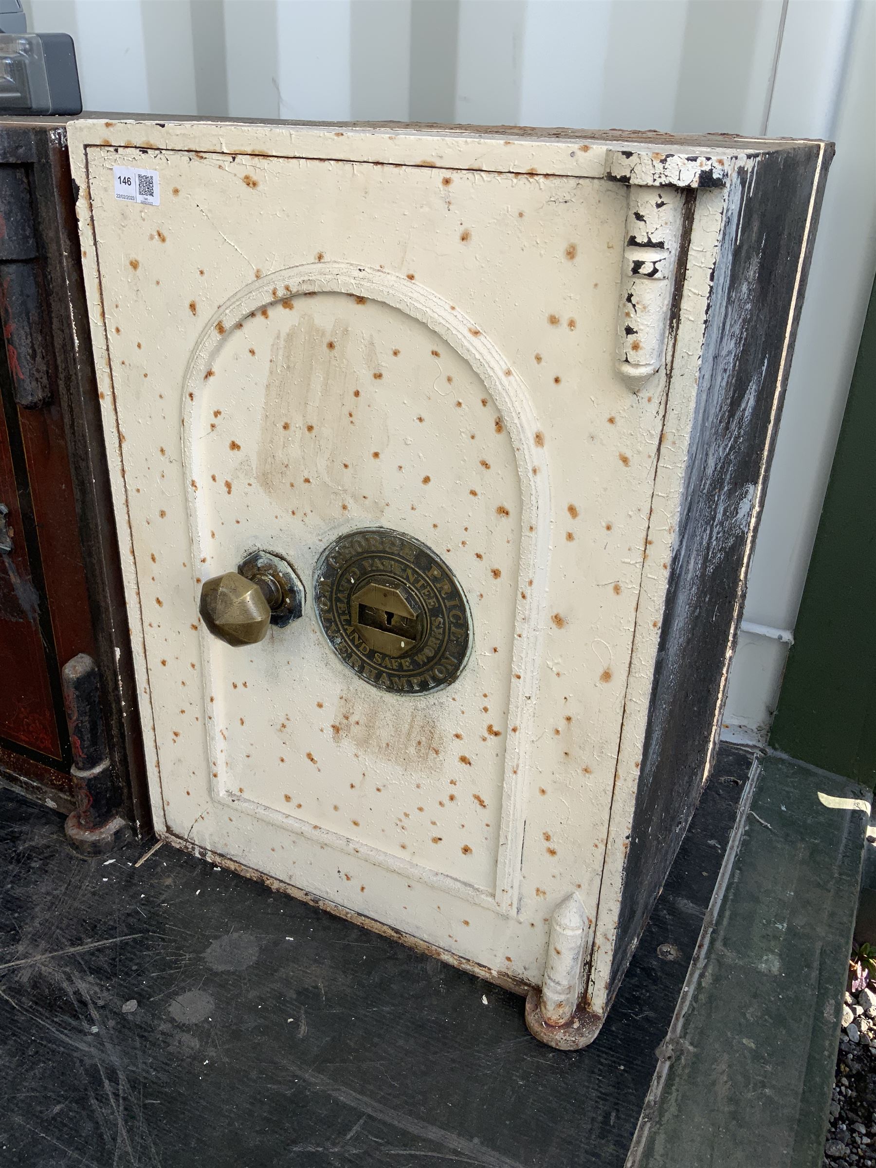 George Price - Victorian cast iron safe with key - white painted - THIS LOT IS TO BE COLLECTED BY APPOINTMENT FROM DUGGLEBY STORAGE, GREAT HILL, EASTFIELD, SCARBOROUGH, YO11 3TX