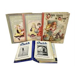 Three Childrens books, comprising Father Tuck's Once Upon a Time and two french books by Hachette et Cie, together with a folder of Ours The Magazine of Reckitts