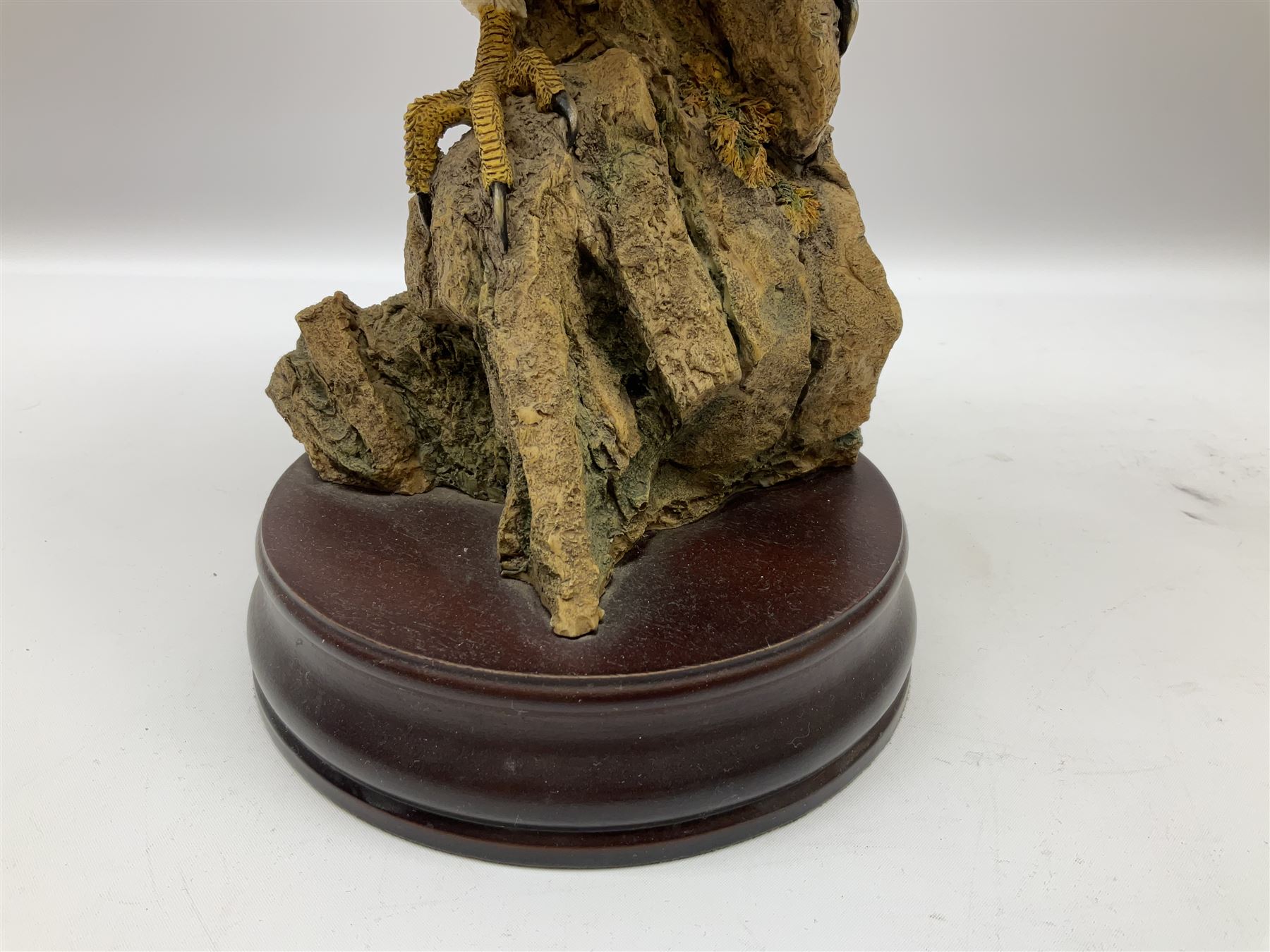 Country Artists figure of a peregrine falcon ' Lord of the Skies ' by David Ivey, limited edition, H44cm, together with two Sherratt and Simpson figures, both of peregrine falcons perched on branches. 