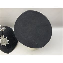 Hull City Police - helmet with king's crown night plate; two further ball-top helmets with Queen's crown plates; and a peaked cap (4)