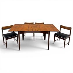 BCM (Bath Cabinet Makers) - mid-20th century teak extending dining table with BCM set of f...
