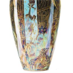 Wedgwood Fairyland lustre Malfrey Pot, circa 1920, designed by Daisy Makeig-Jones, in the Candlemas pattern no Z5157, shape 2311, with printed marks beneath, H18.5cm 