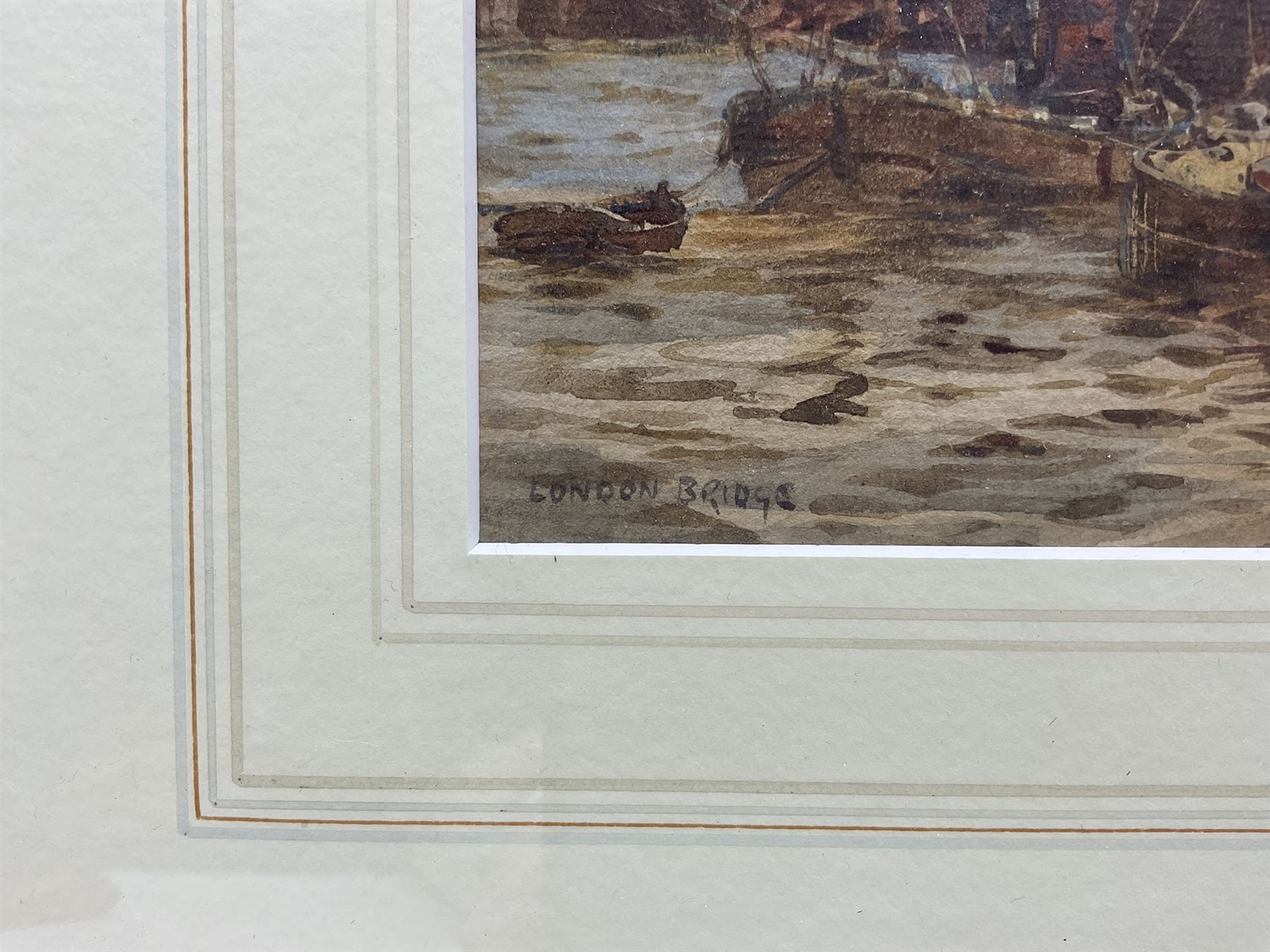 Frank (Frederick) William Scarborough (British 1860-1939): 'Sunset - Tower Pool London' and 'London Bridge', pair watercolours signed and titled 17cm x 24cm (2)