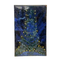 Henry George Murphy (1884-1939), large Arts & Crafts enamel panel, of rectangular form in mottled tones of blue with flecks of gold, H15.5cm W10cm

