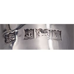 Pair of modern silver trumpet vases, each with fluted rim, upon tapering stem and slightly domed weighted circular foot, hallmarked Charles S Green & Co Ltd, Birmingham 1971, H20cm