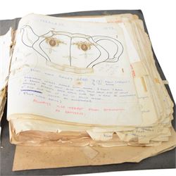 Wood & Sons Ltd Burslem pattern book, late 20th century, designs in colour and black and white, all mounted onto square leaves, leaves annotated with decorating notes, some cancellations noted boldly over the design, collected as one in a ring binder, factory labels to upper-cover, folio 44.5 x 36cm