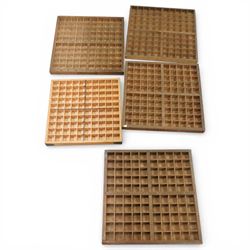 Five printers or specimen trays