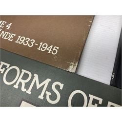 Military Collectors Service: set of three books on WWII German uniforms and badges; and Mollo Andrew: Uniforms of the SS. Volumes 1,4,5,6 & 7 (8)