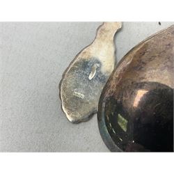 Set of four Continental silver spoons and forks, with stylised terminals, a number stamped S800, approximate weight 88.4 grams