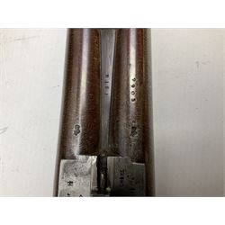 Midland Gun Company Birmingham & London 12-bore side-by-side box-lock non-ejector double barrel shotgun with 76cm damascus barrels, Prince of Wales style walnut stock with chequered grip and fore-end, top safety and engraved lock no.62160 L120cm overall; in scratch built baize lined wooden case. SHOTGUN CERTIFICATE REQUIRED.