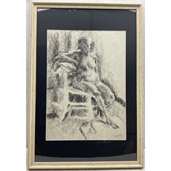 Emile Othon Friesz (French 1879-1949): Seated Female Nude, charcoal signed with the artist's stamp 53cm x 39cm