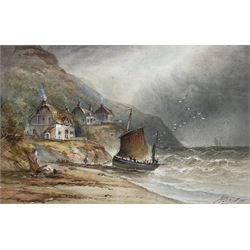 John Francis Bland (British 1857-1899): Berwick on Tweed Fishing Boats near Harbour and Waterford Fishing Boat Beached, pair watercolours signed and dated '90, 28cm x 44cm (2)