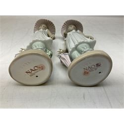 Quantity of figures to include Lladro example modelled as swan together with three Nao figures to include two April Showers no 1126, two with boxes 