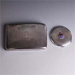 1930s silver cigarette case, of curved rectangular form with engine turned decoration and ...