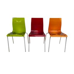 Set six multi-coloured perspex chairs