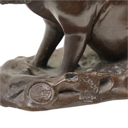 Donald Greig (South African 1959-): Seated Warthog, bronze, signed, 2007, 9cm x 13cm with certificate