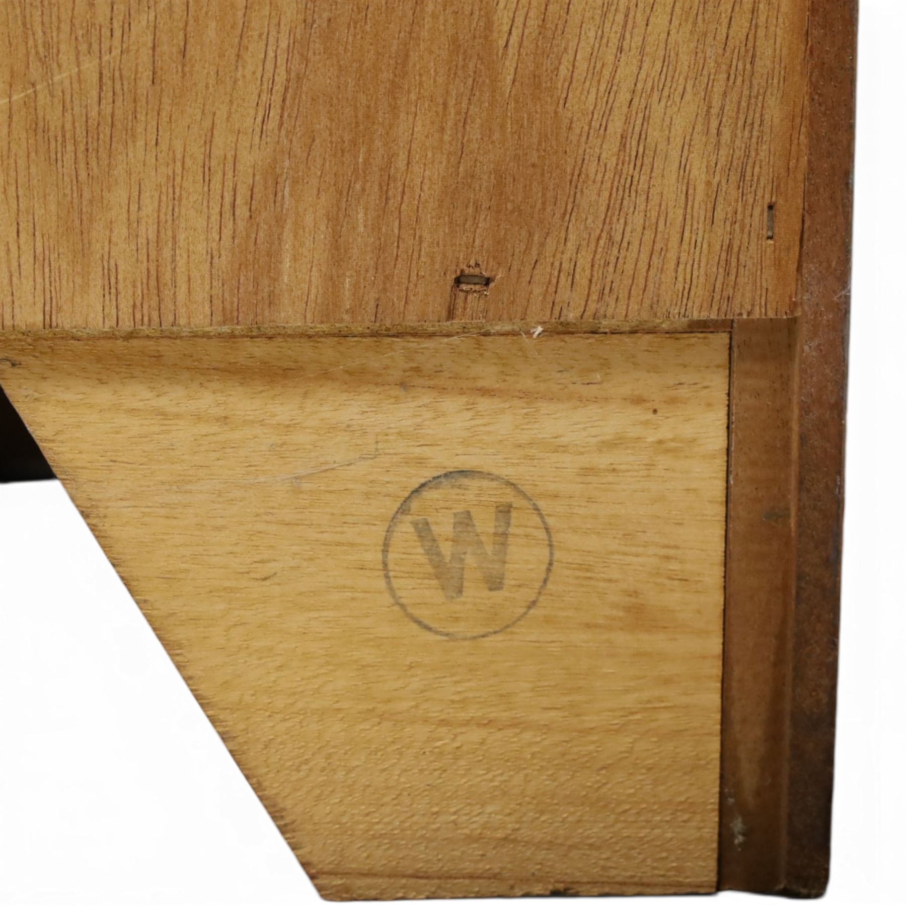 Nathan - 'Squares' open bookcase, with three shelves above an open recess, with twin square panelled doors, on a plinth base