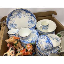 Mason's Ironstone twin handled pedestal dish in the Croysdale pattern, together with quantity of Sandland Ware tankards of Lord's Cricket Ground Marleybone interest,  other ceramics to include blue and white Victorian tea wares, two boxed Chelsea Enamel North Bar House Beverley boxes, Coalport, Royal Doulton etc