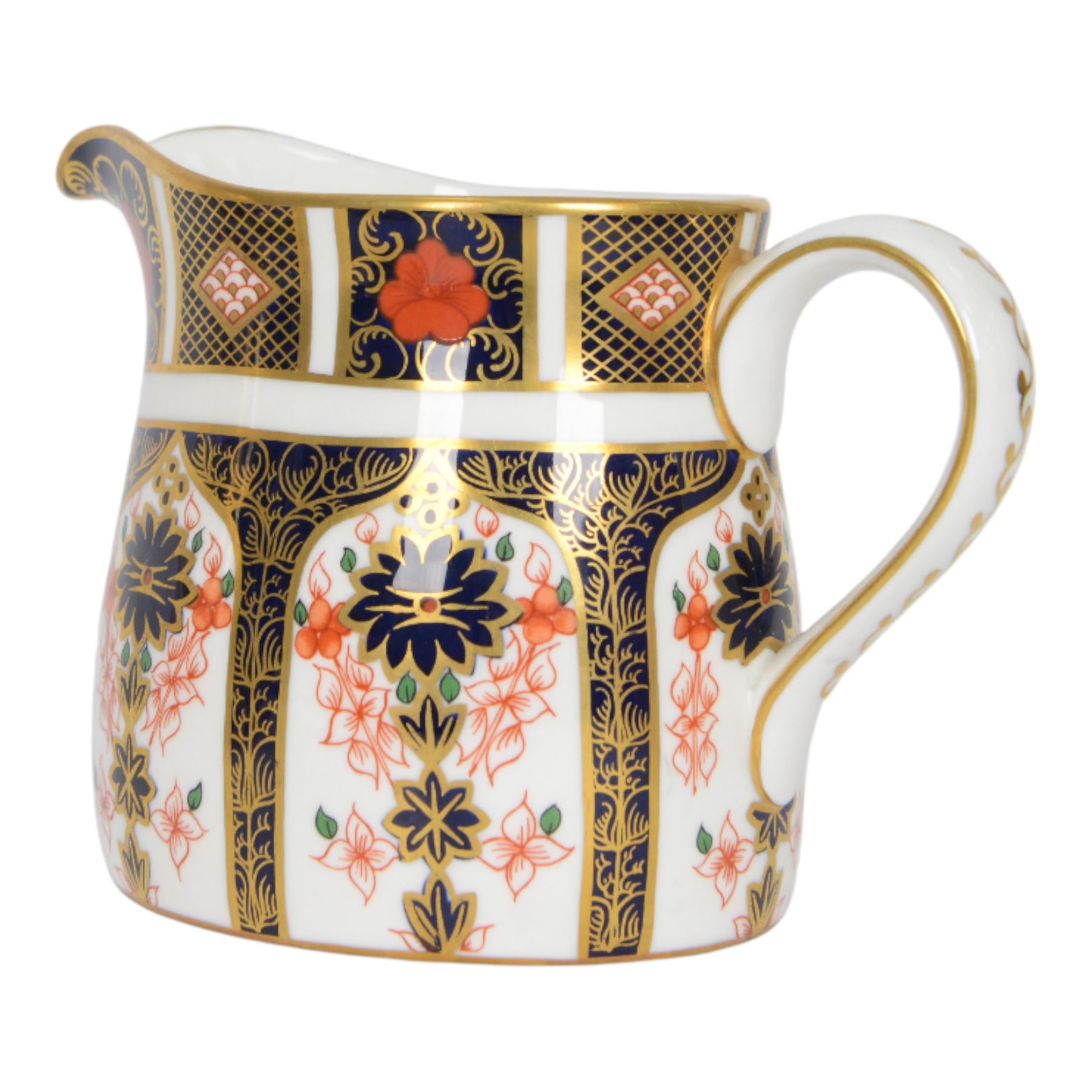 Royal Crown Derby tea set, comprising teapot, milk jug, open sucrier and tea strainer teapot H20cm 