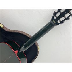 Marlin Classic acoustic guitar model MC1 in green and red L100cm; in simulated reptile skin hard carrying case