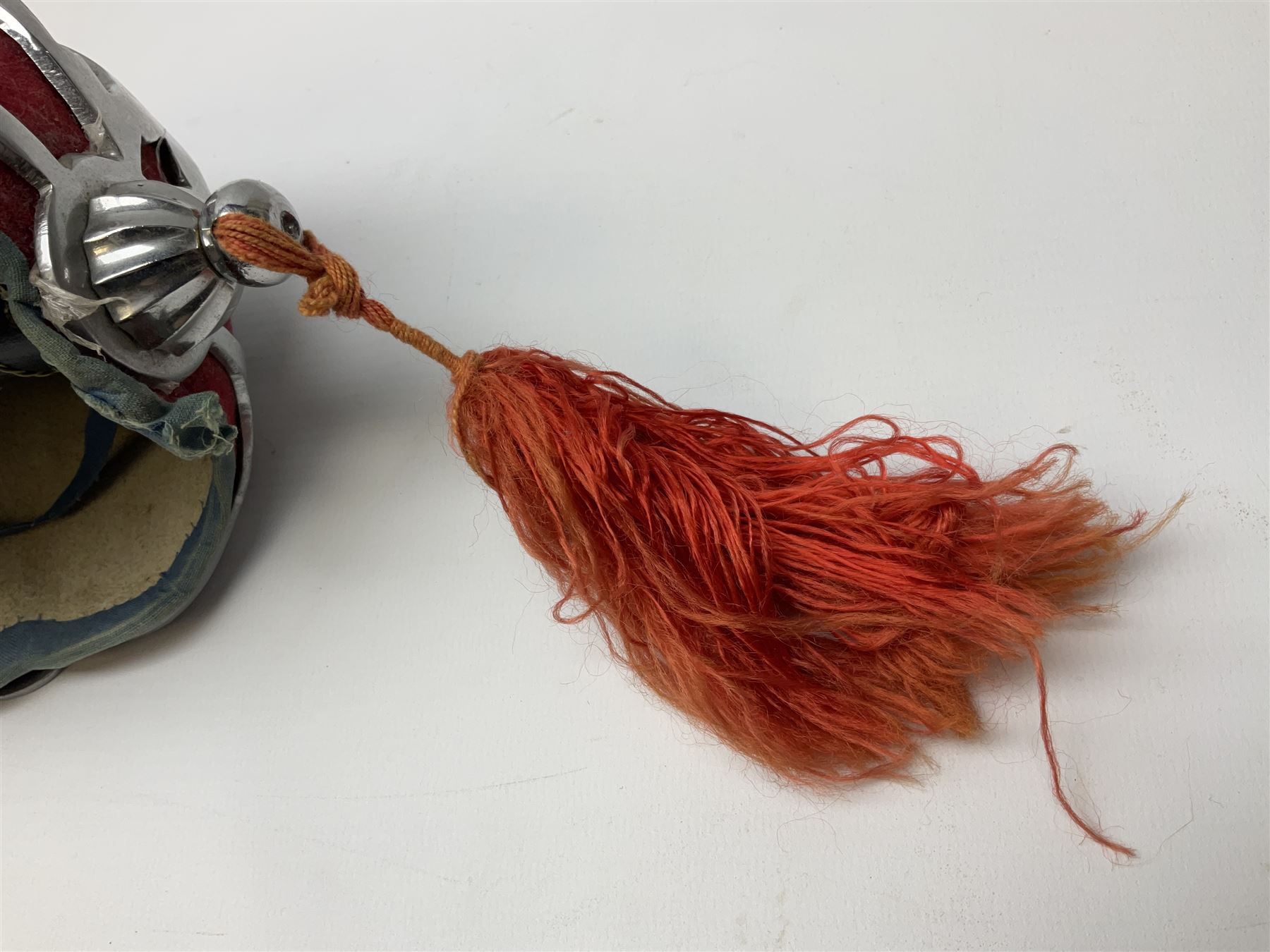 Reproduction Scottish basket hilted broadsword with 85cm double edged steel blade and red lined basket hilt with wire bound grip, in white metal mounted leather scabbard 107cm overall