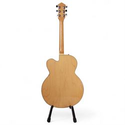 1980s Korean Antoria Jazzstar hollow body electric guitar, in blonde finish with inlaid fretboard, model no E G794, L109cm