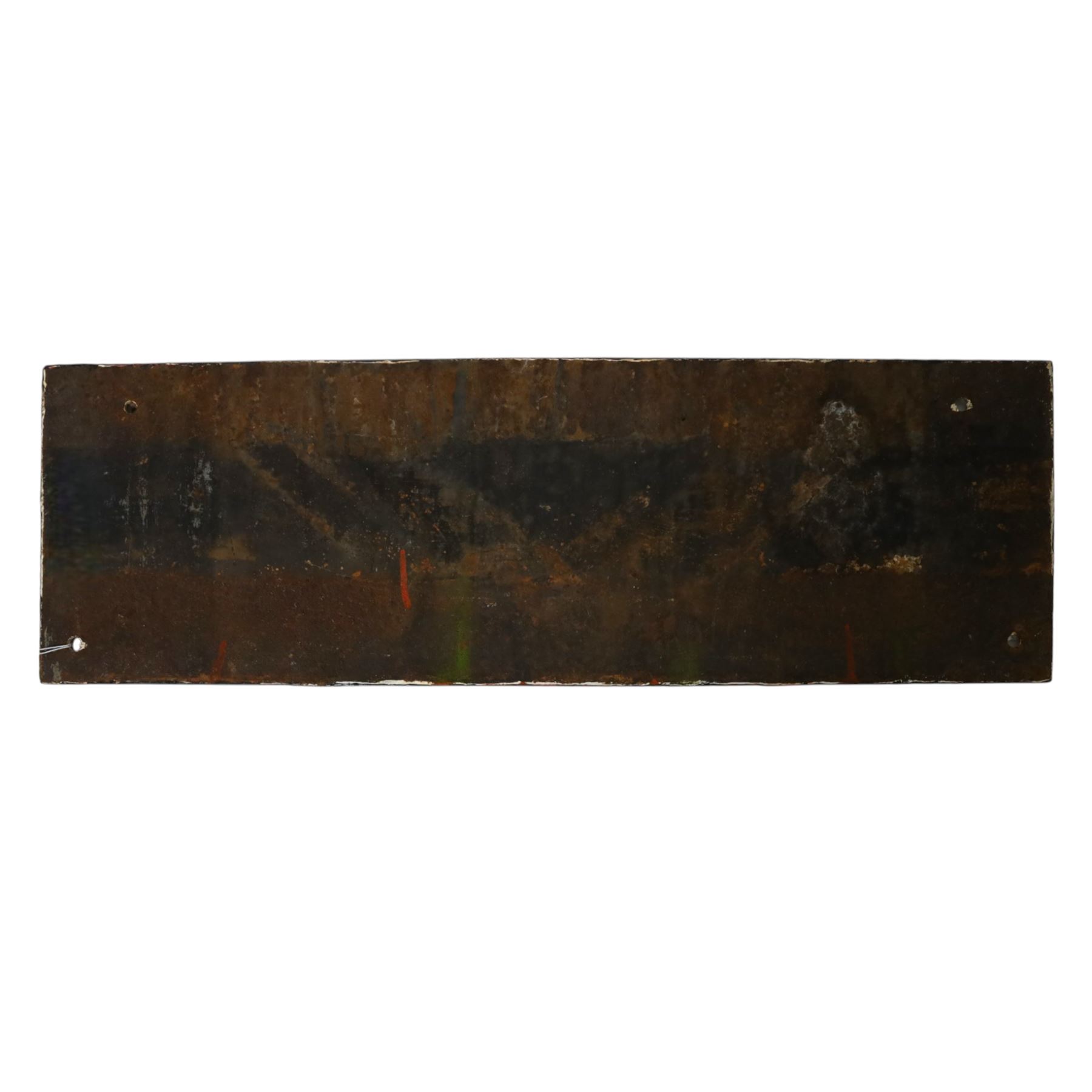 Cast iron railway sign reading 'NOTICE BY 8 VIC.CAP.20.S.75 ANY PERSONS NOT FASTENING THIS GATE IS LIABLE TO A PENALTY OF FORTY SHILLINGS', H25cm, W79cm