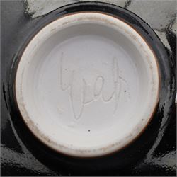 Poh Chap Yeap (Chinese/British 1927-2007); tenmoku glazed tea bowl with small circular foot, incised signature to base, D14cm