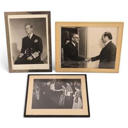 HRH The Duke of Edinburgh signed black and white presentation portrait photograph of Princ...